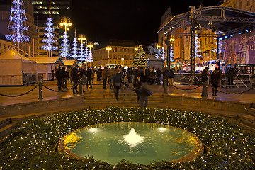 Image showing Ban Jelacic square in Zagreb advent evening view 