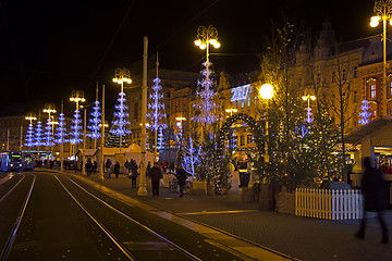 Image showing Ban Jelacic square in Zagreb advent evening view 