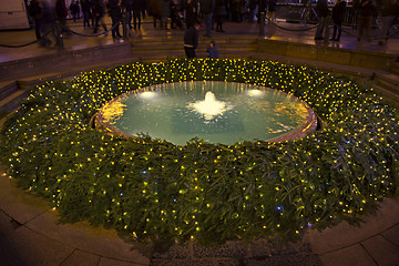 Image showing Mandusevac fountain on Ban Jelacic square in Zagreb advent eveni