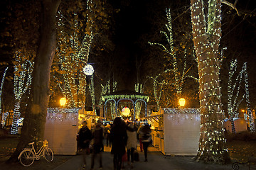 Image showing Zrinjevac park decorated by Christmas lights as part of Advent i