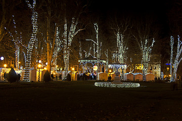 Image showing Zrinjevac park decorated by Christmas lights as part of Advent i