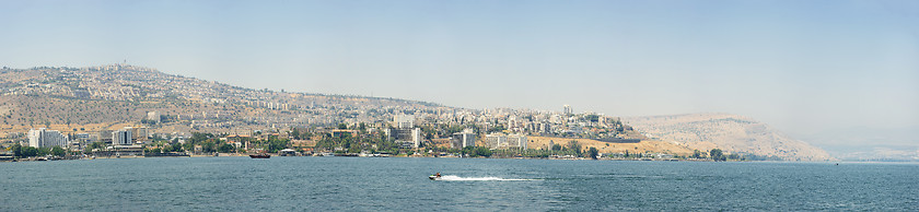 Image showing City from Lake Tiberias (panorama) 