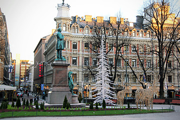 Image showing Christmas Decorations on Esplanadi Park in Helsinki, Finland