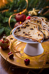 Image showing Christmas stollen with cookies