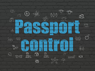 Image showing Vacation concept: Passport Control on wall background