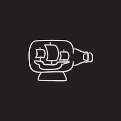 Image showing Ship inside bottle sketch icon.