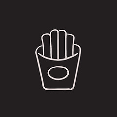 Image showing French fries sketch icon.