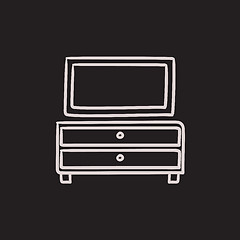 Image showing Chest of drawers with mirror sketch icon.