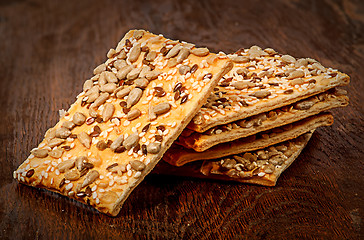 Image showing Pile of cereal cookies with seeds