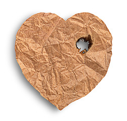 Image showing Scorched crumpled paper heart