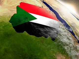 Image showing Sudan with flag in rising sun