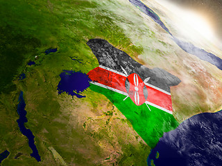 Image showing Kenya with flag in rising sun