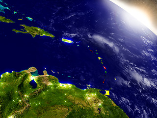 Image showing Caribbean with flag in rising sun