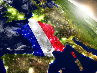 Image showing France with flag in rising sun