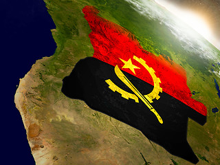 Image showing Angola with flag in rising sun