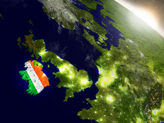 Image showing Ireland with flag in rising sun