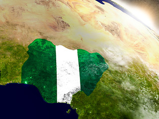 Image showing Nigeria with flag in rising sun