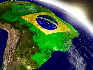 Image showing Brazil with flag in rising sun