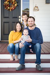 Image showing Young Mixed Race Chinese and Caucasian Family Portrait