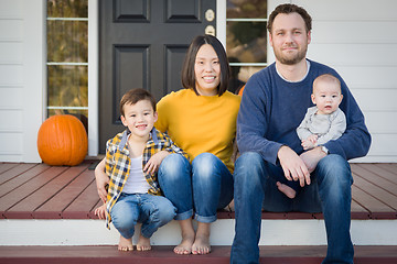 Image showing Young Mixed Race Chinese and Caucasian Family Portrait