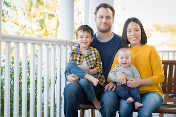 Image showing Young Mixed Race Chinese and Caucasian Family Portrait