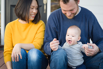 Image showing Young Mixed Race Chinese and Caucasian Family Portrait