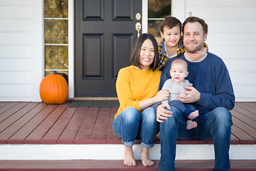 Image showing Young Mixed Race Chinese and Caucasian Family Portrait