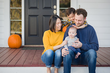 Image showing Young Mixed Race Chinese and Caucasian Family Portrait