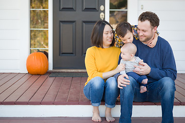 Image showing Young Mixed Race Chinese and Caucasian Family Portrait