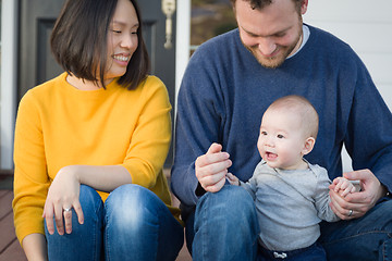 Image showing Young Mixed Race Chinese and Caucasian Family Portrait