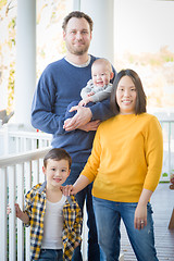 Image showing Young Mixed Race Chinese and Caucasian Family Portrait