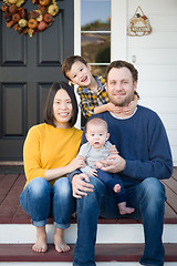 Image showing Young Mixed Race Chinese and Caucasian Family Portrait