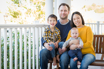 Image showing Young Mixed Race Chinese and Caucasian Family Portrait