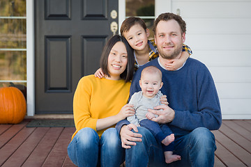 Image showing Young Mixed Race Chinese and Caucasian Family Portrait