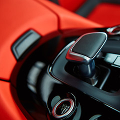 Image showing Detail of modern car interior, gear stick
