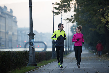 Image showing young  couple jogging