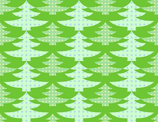 Image showing Illustration of a seamless background of stylized green Christmas trees