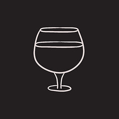 Image showing Glass of wine sketch icon.