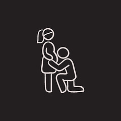 Image showing Man with pregnant wife sketch icon.