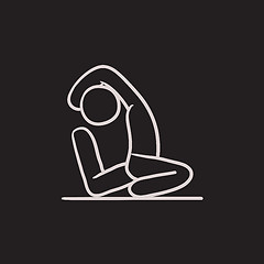 Image showing Man practicing yoga sketch icon.