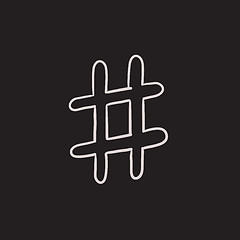 Image showing Hashtag symbol sketch icon.