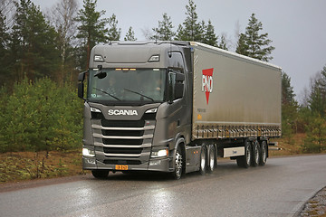 Image showing Next Generation Scania Semi Truck on Rural Highway