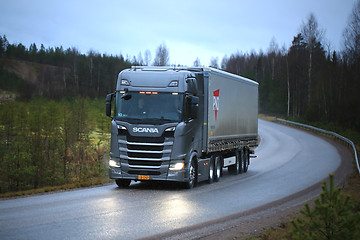 Image showing New Next Generation Scania Semi on the Road