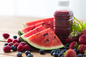 Image showing bottle with fruit and berry juice or smoothie