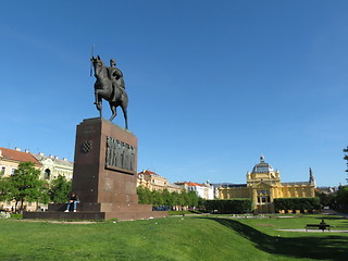 Image showing Statue of the king Tomislav riding a horse in Zagreb, Croatia