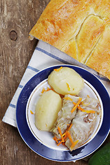 Image showing Cabbage rolls and bread