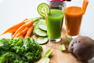 Image showing glasses with different fruit or vegetable juices