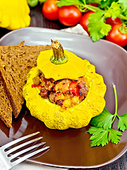 Image showing Squash yellow stuffed on dark board