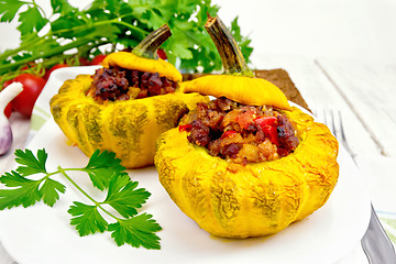 Image showing Squash yellow stuffed on board