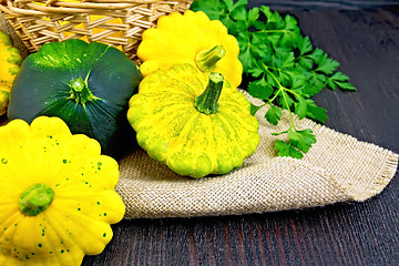 Image showing Squash fresh with burlap on board